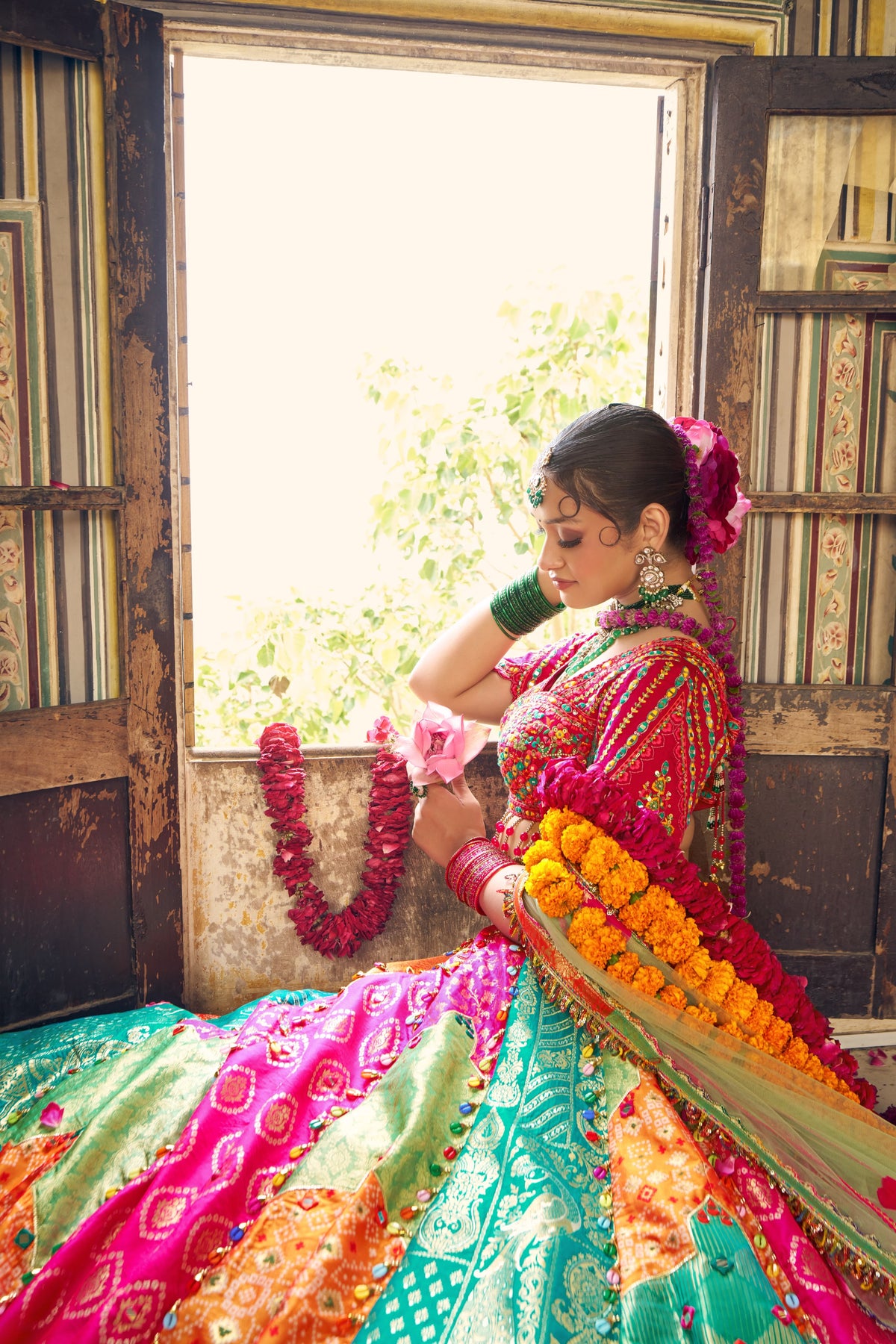 Multicolour Wedding Lehenga In Fresh Tone