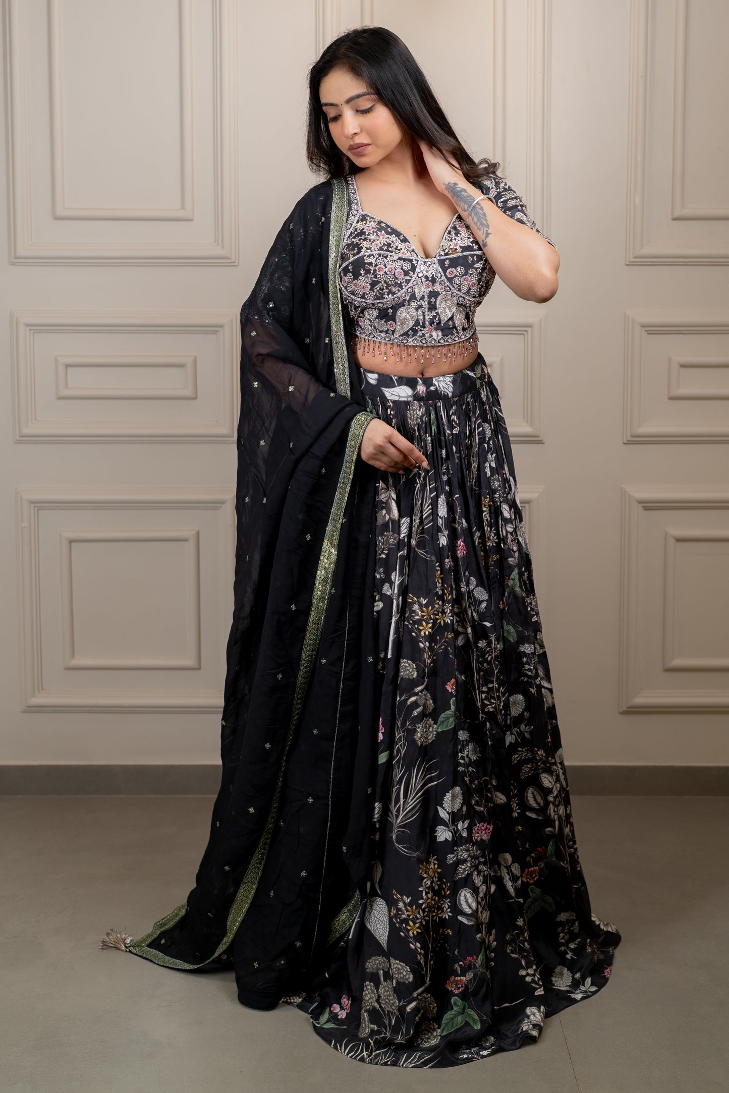 Black party wear best Lehenga