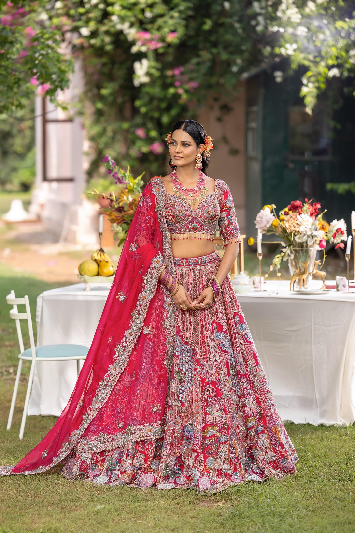 Royal Rani Pink Designer Bridal Lehenga with Intricate Embroidery