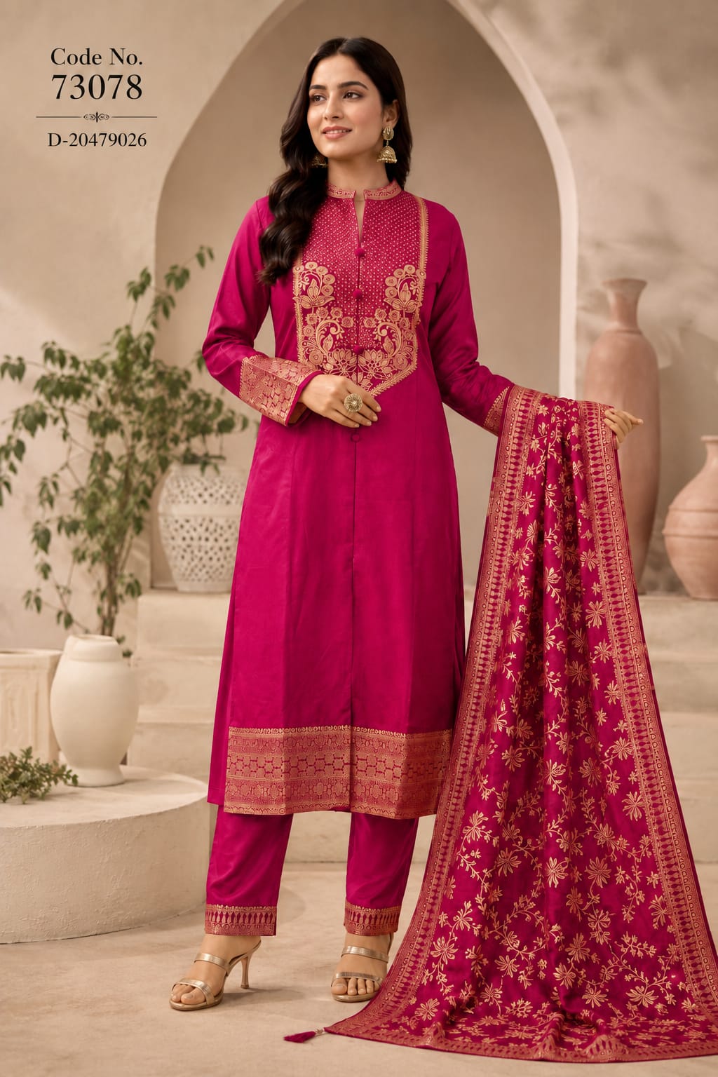 REGAL FESTIVE STRAIGHT FRONT AND SIDE CUT KURTA SET WITH DESIGNER DUPATTA