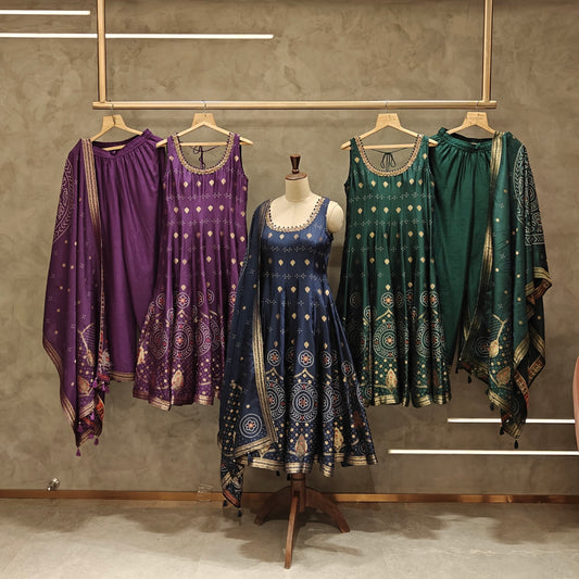 Regal Bandhej Anarkali Set