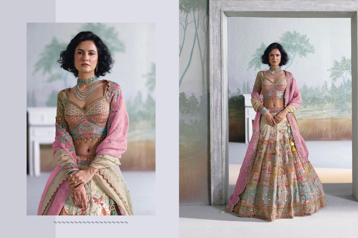 Multicolor Floral Embroidered Bridal Lehenga Choli