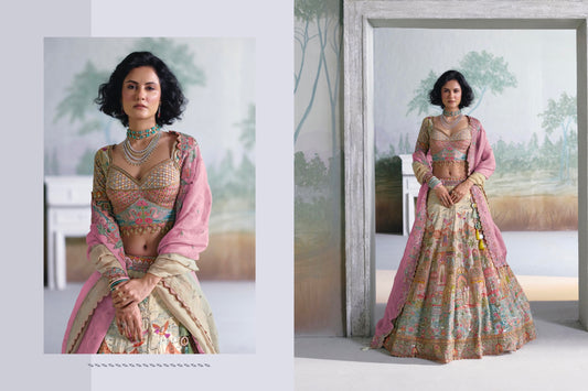 Multicolor Floral Embroidered Bridal Lehenga Choli