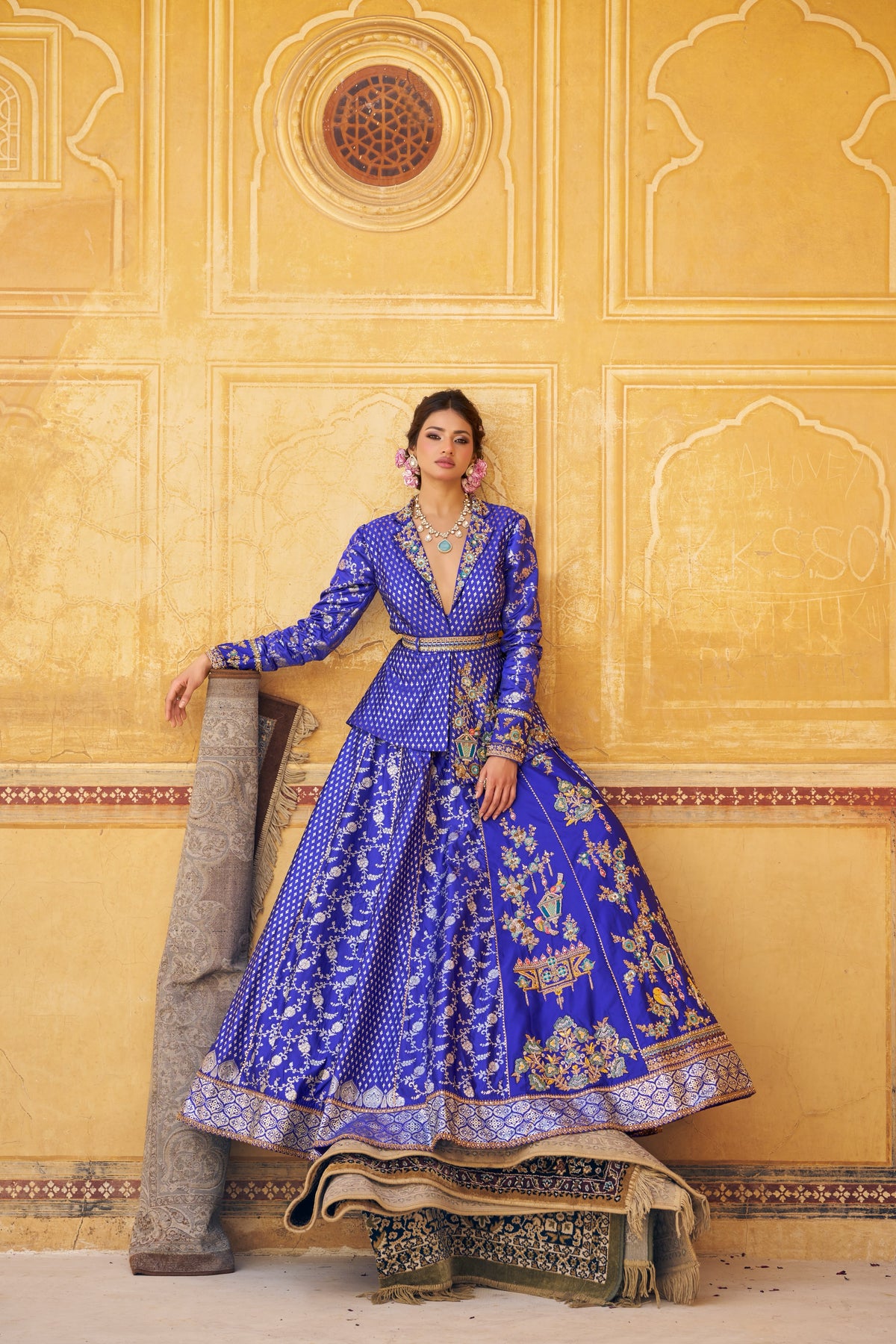 Gulbhahar Blue Floral Lehenga