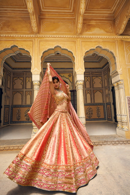 Royal Peach Handwork Lehenga Choli