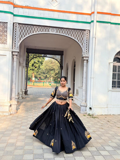 Royal Blue & Classic Black Garba Lehenga Choli