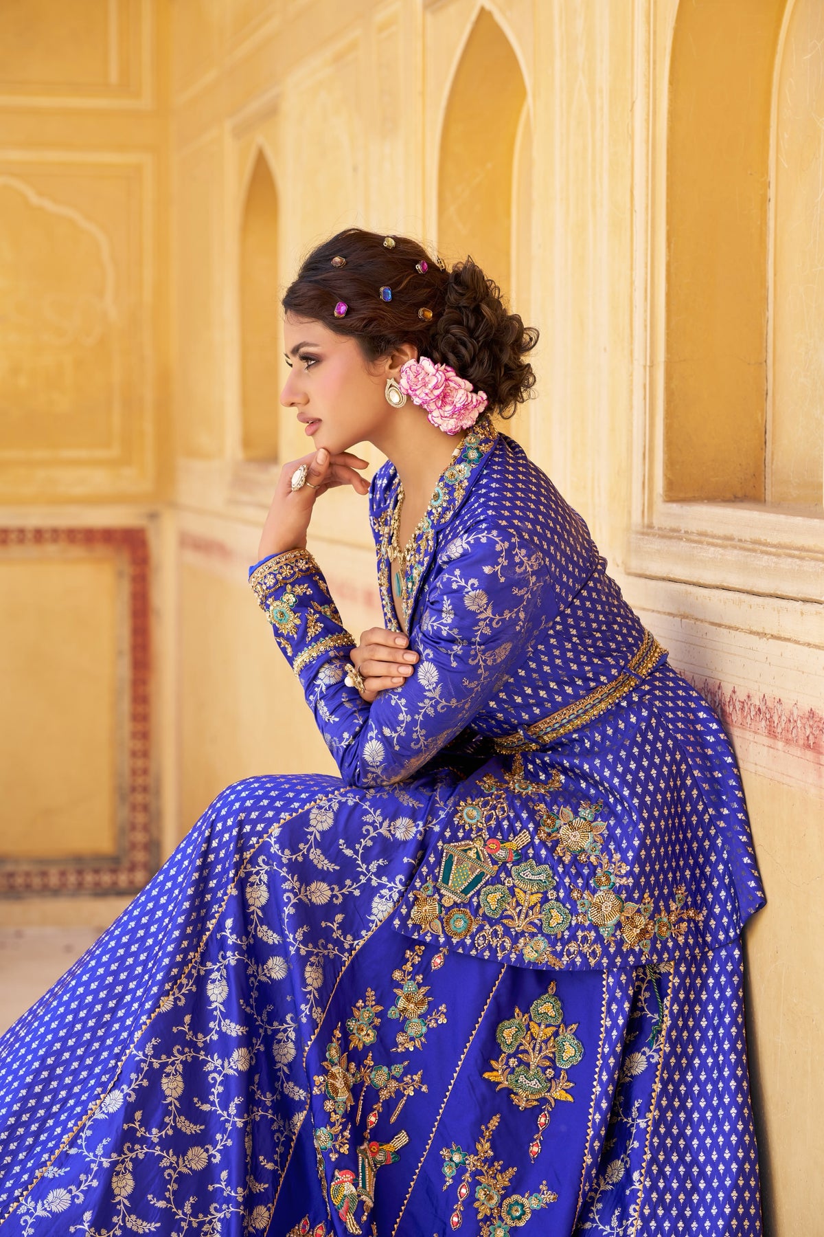 Gulbhahar Blue Floral Lehenga