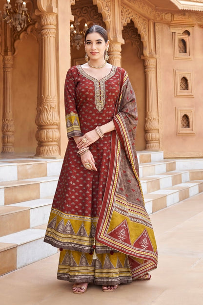 Onepiece Style Ajrakh Indowestern With Plazo Pure