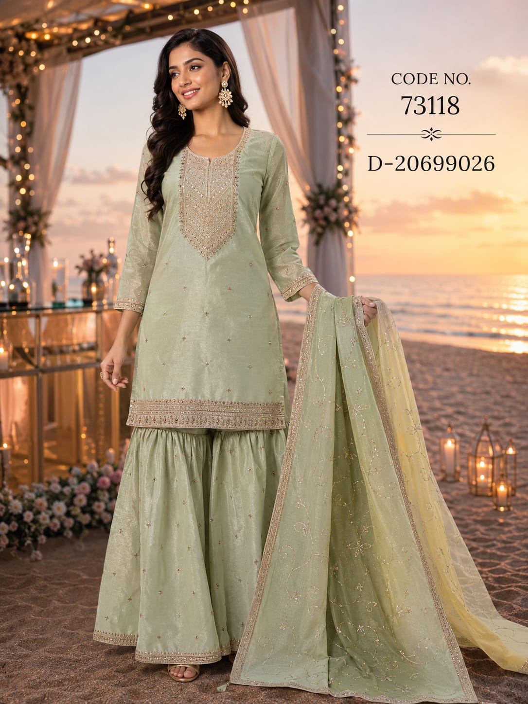REGAL PASTEL KURTA SHARARA SET WITH ELEGANT DUPATTA