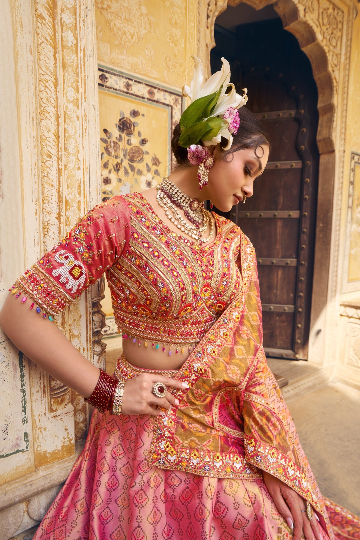 Gulabi Rajwada – Pink Patola Heritage Lehenga Choli