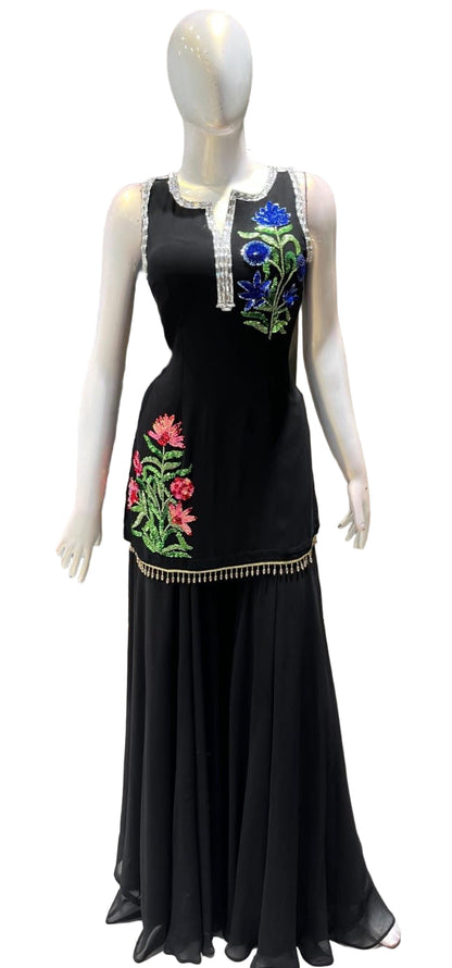 Mayura - Floral Layered Fusion Plazo Set