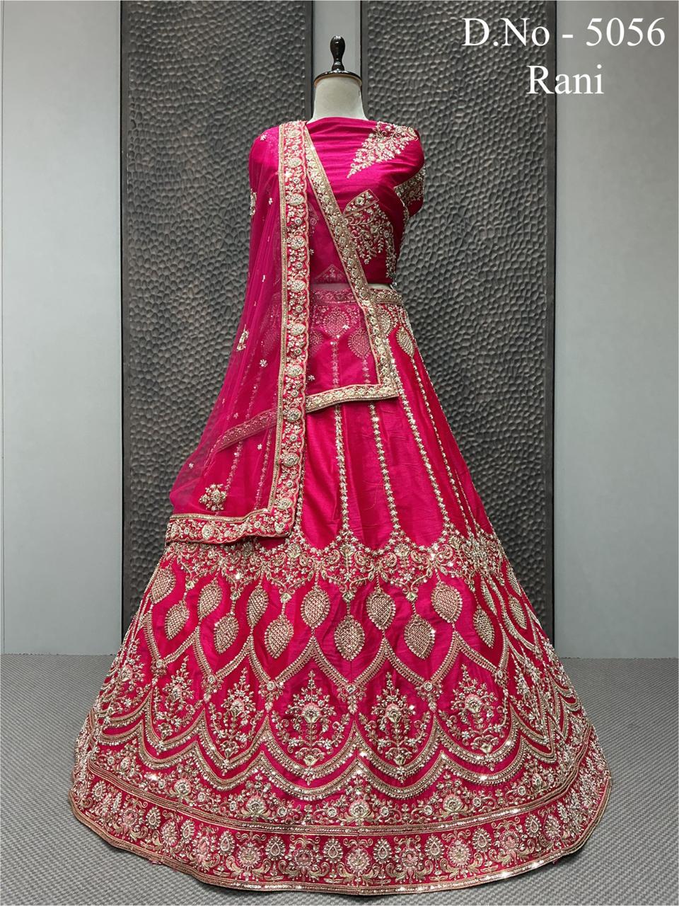 Designer Embroidered Silk Lehenga Choli - D.No 5056 | 5 Colour Options