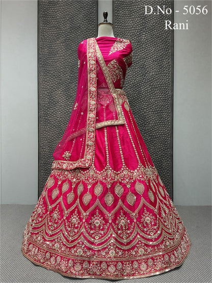 Designer Embroidered Silk Lehenga Choli - D.No 5056 | 5 Colour Options