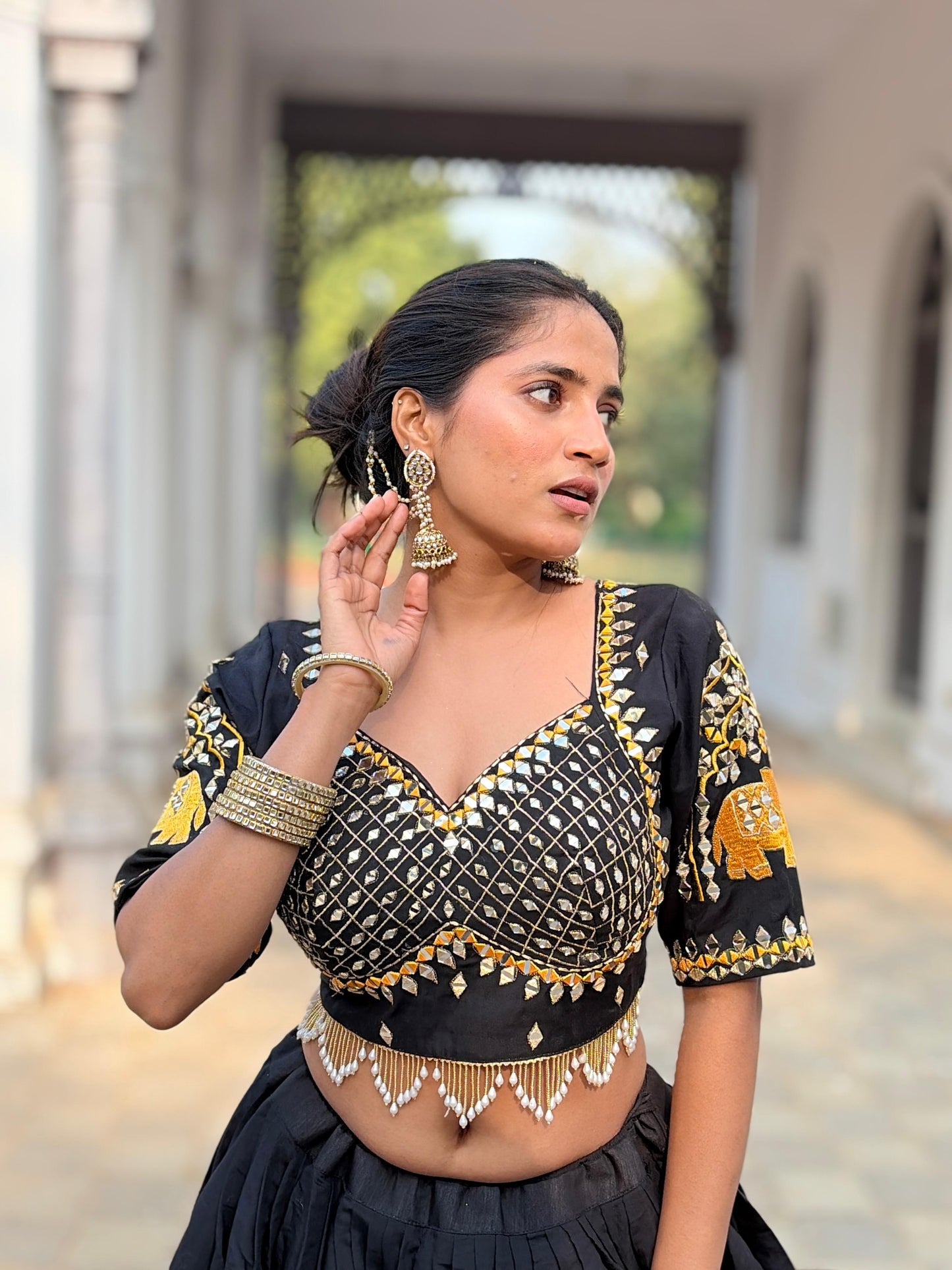 Royal Blue & Classic Black Garba Lehenga Choli