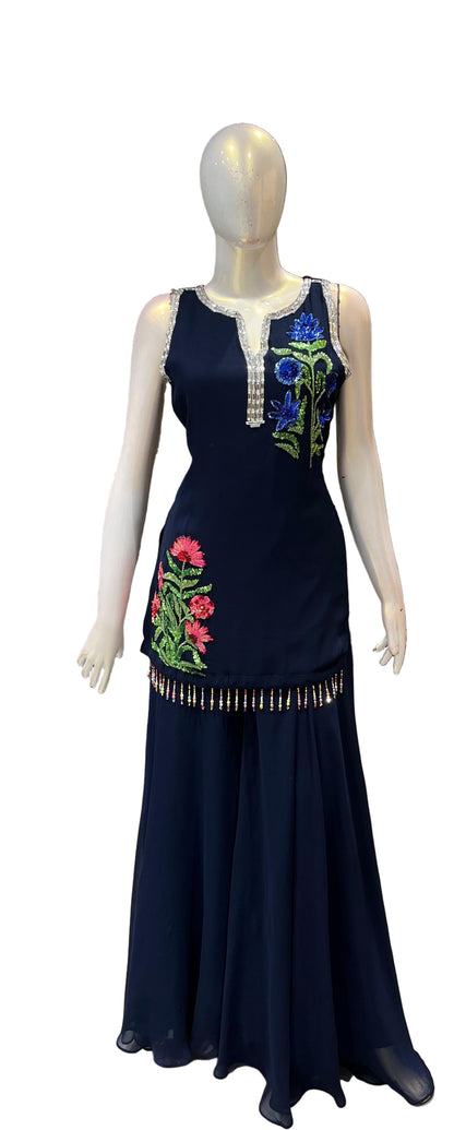 Mayura - Floral Layered Fusion Plazo Set