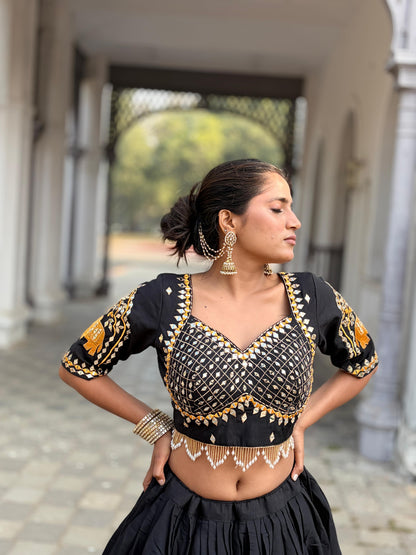 Royal Blue & Classic Black Garba Lehenga Choli