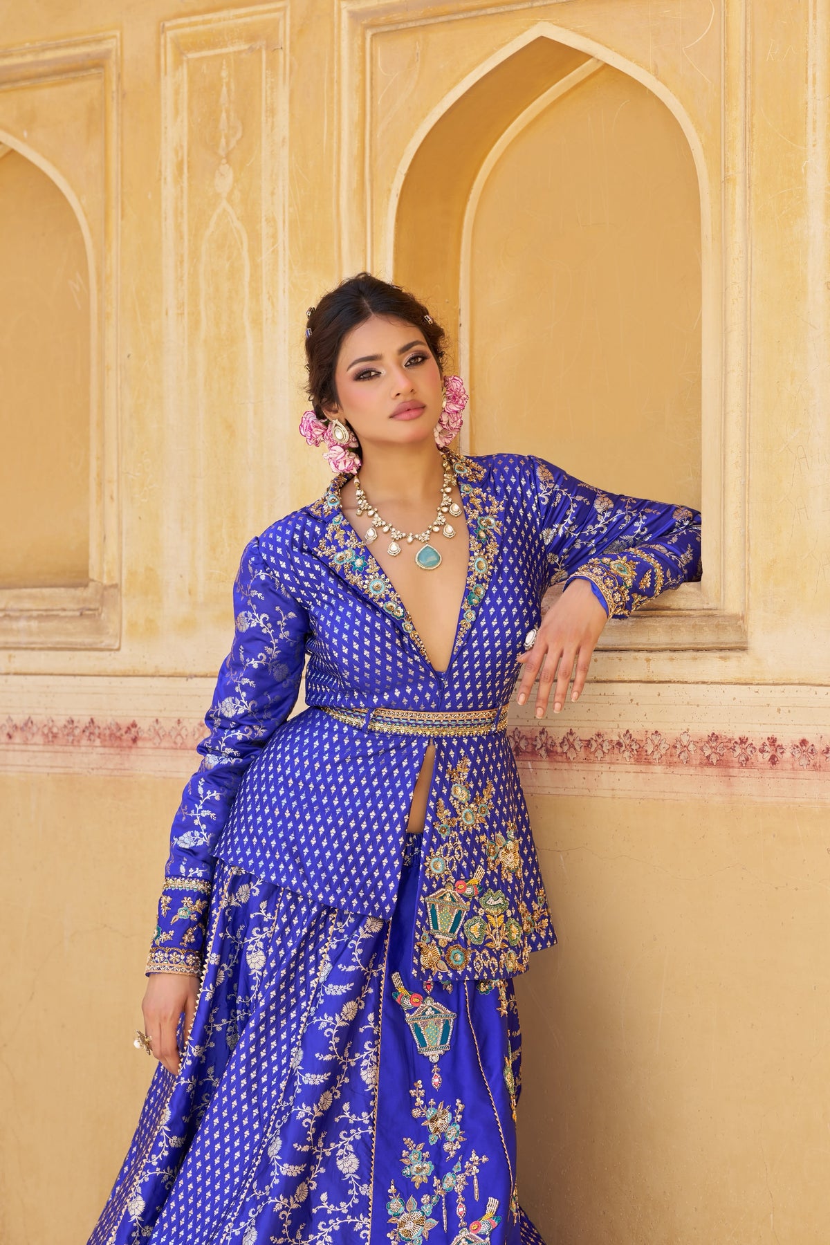 Gulbhahar Blue Floral Lehenga