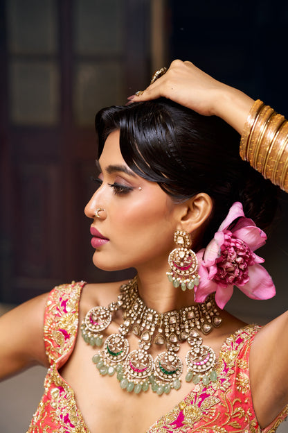 Royal Peach Handwork Lehenga Choli
