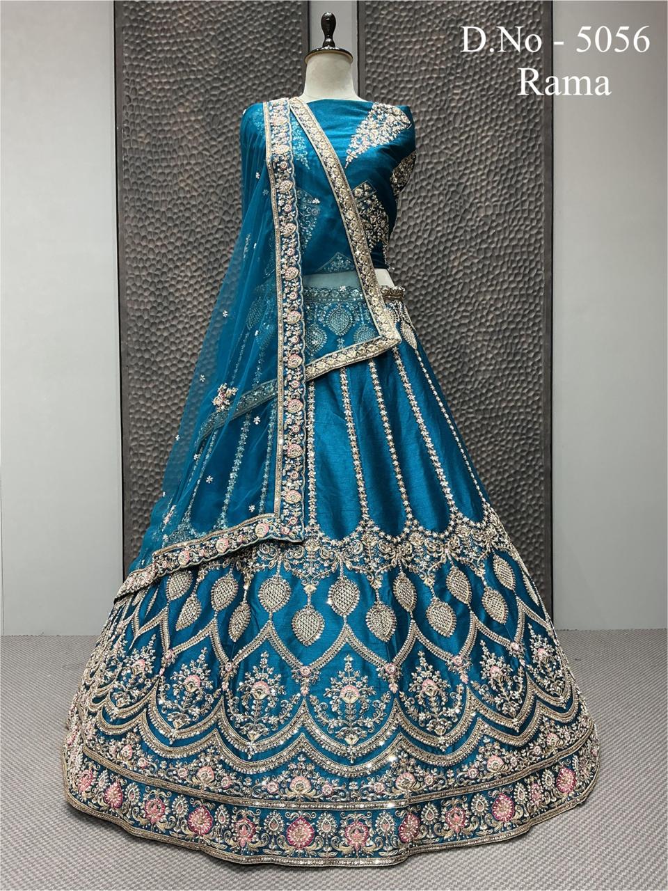 Designer Embroidered Silk Lehenga Choli - D.No 5056 | 5 Colour Options