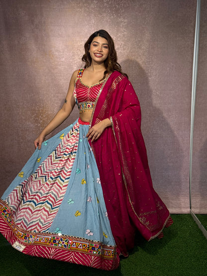 Simple laheriya pure cotton chaniyacholi , fancy boluse chaniya choli