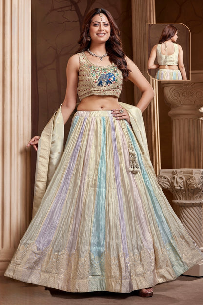 Pastel Dream Multi-Panel Embroidered Elephant Lehenga Set