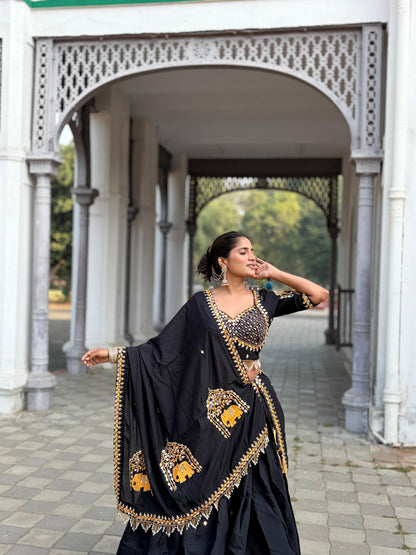 Royal Blue & Classic Black Garba Lehenga Choli