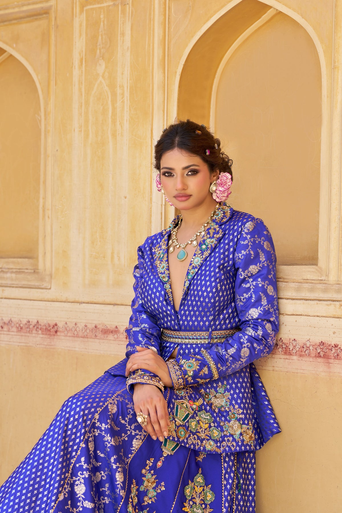 Gulbhahar Blue Floral Lehenga