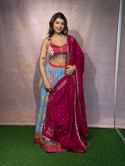 Simple laheriya pure cotton chaniyacholi , fancy boluse chaniya choli