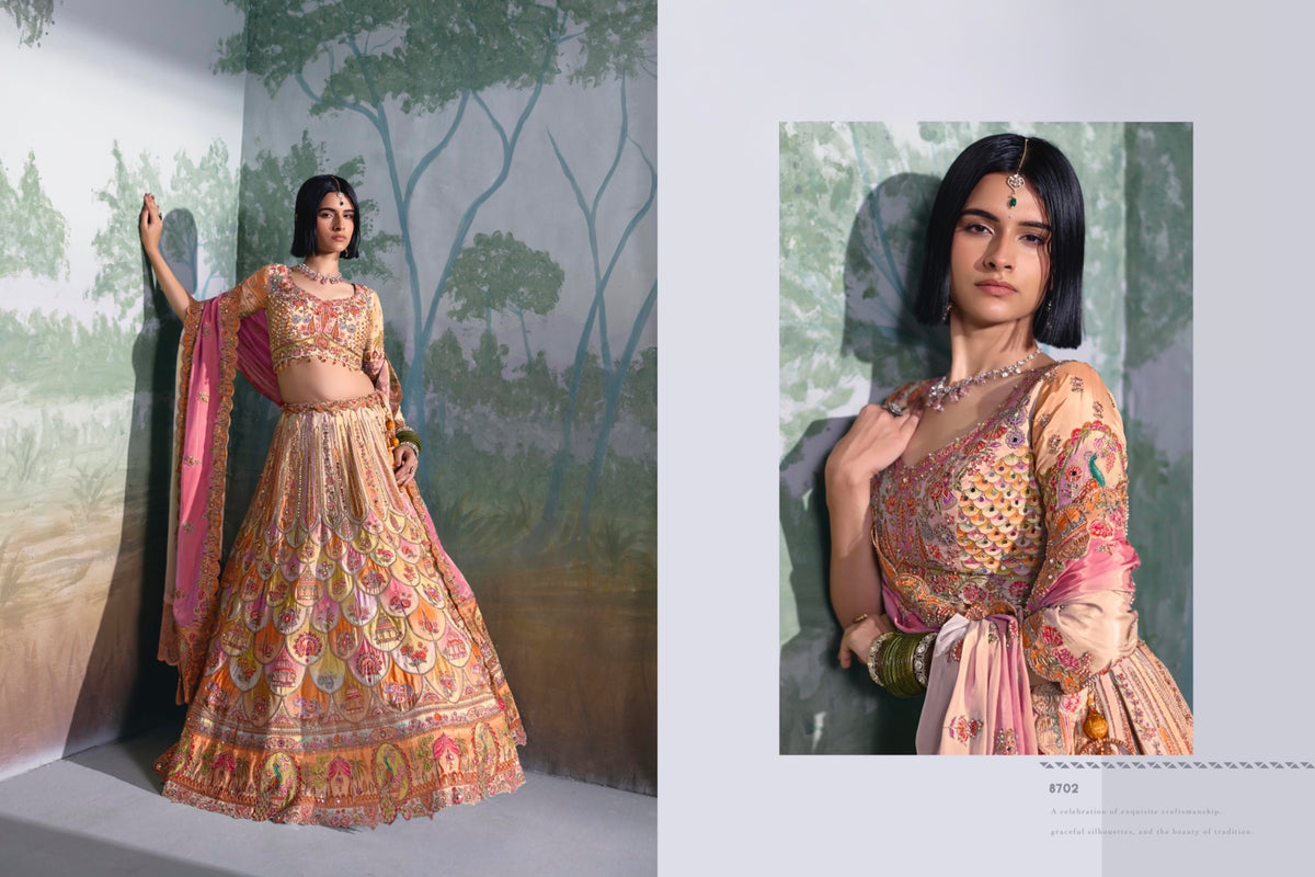 Pink, Mint & Peach Designer Bridal Lehenga Collection