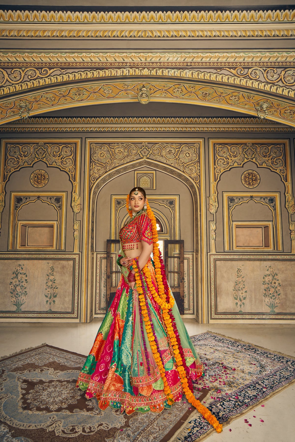 Multicolour Wedding Lehenga In Fresh Tone