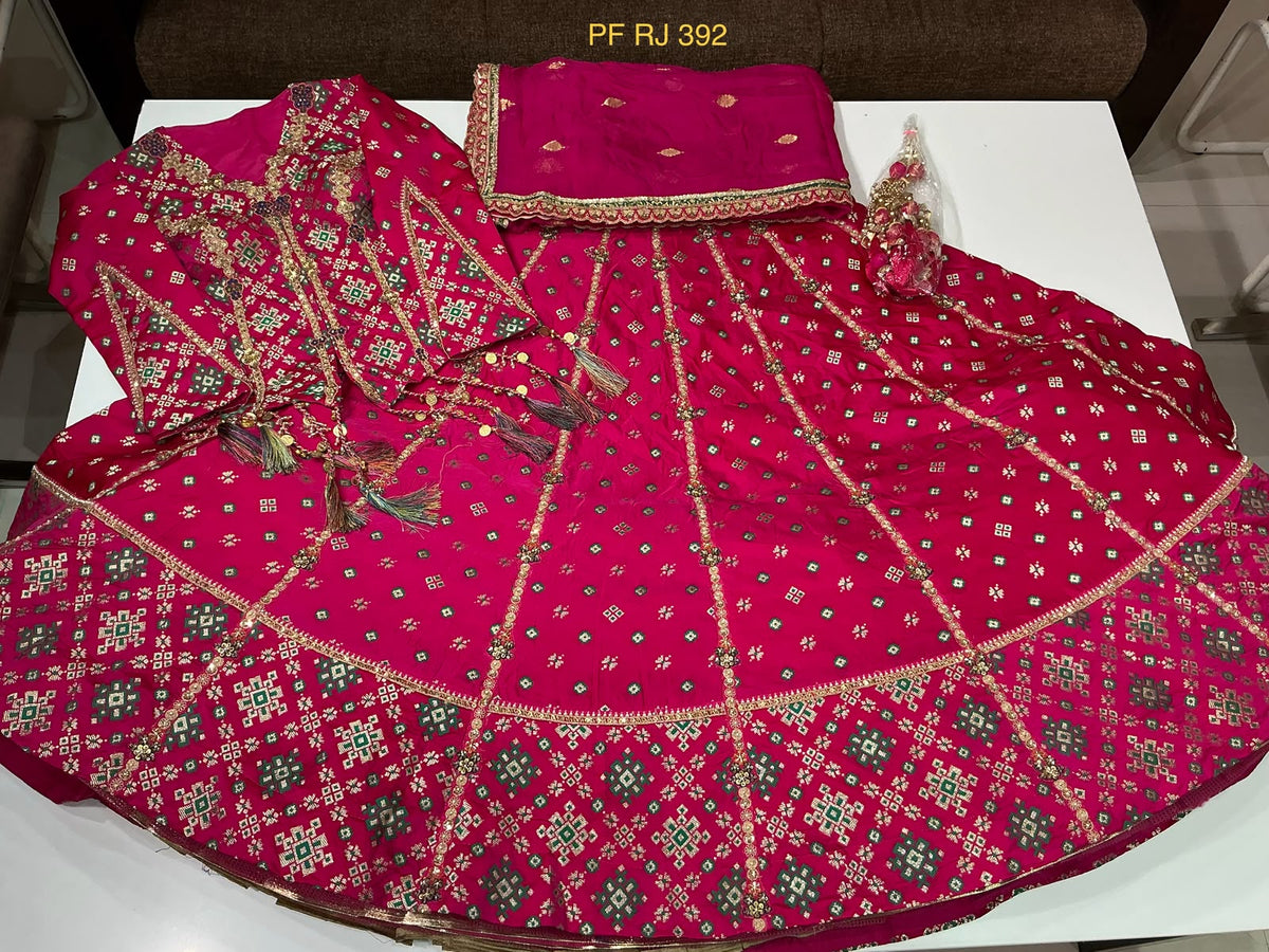 Royal Rani Pink Patola work Gujarati Chaniya Choli with Gota Patti & Tassel Detailing – Traditional Navratri Garba Lehenga Set