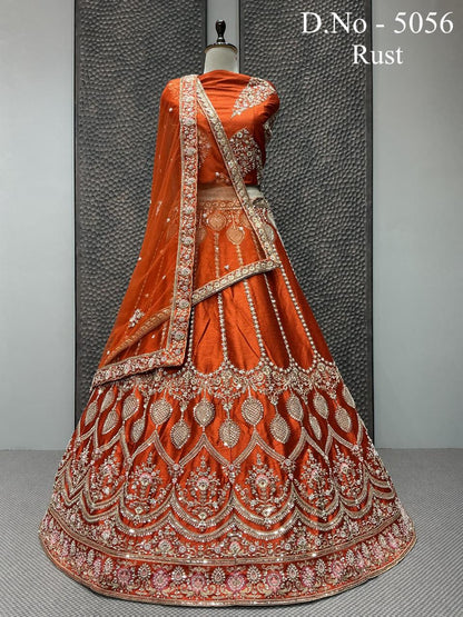 Designer Embroidered Silk Lehenga Choli - D.No 5056 | 5 Colour Options