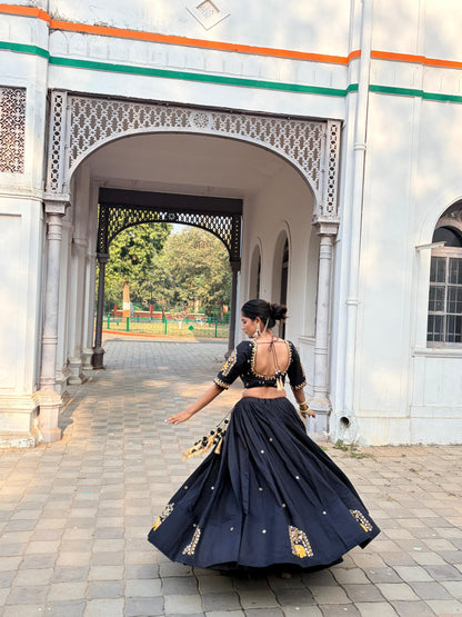 Royal Blue & Classic Black Garba Lehenga Choli