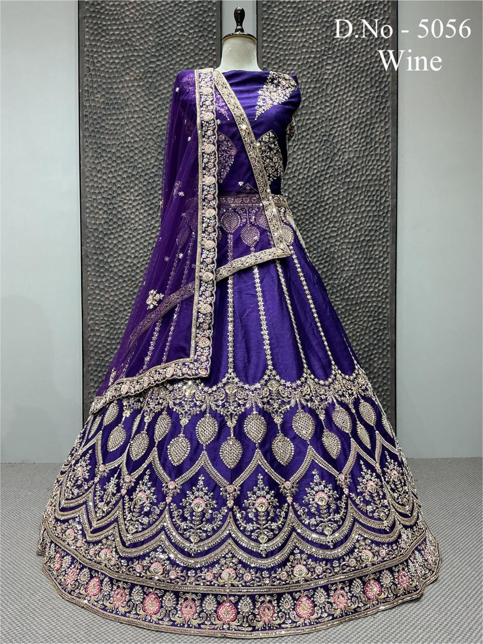 Designer Embroidered Silk Lehenga Choli - D.No 5056 | 5 Colour Options