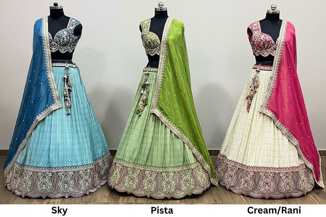 Elegant Jiraf Jacquard Lehenga Set with Viscose Tissue Dupatta