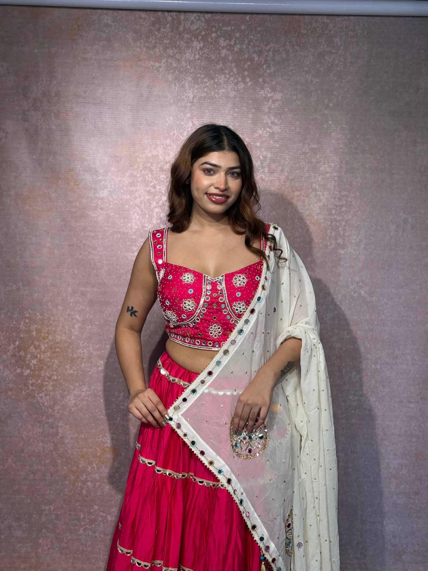 Dark colour pure cotton chaniya choli with fancy handwork duppta