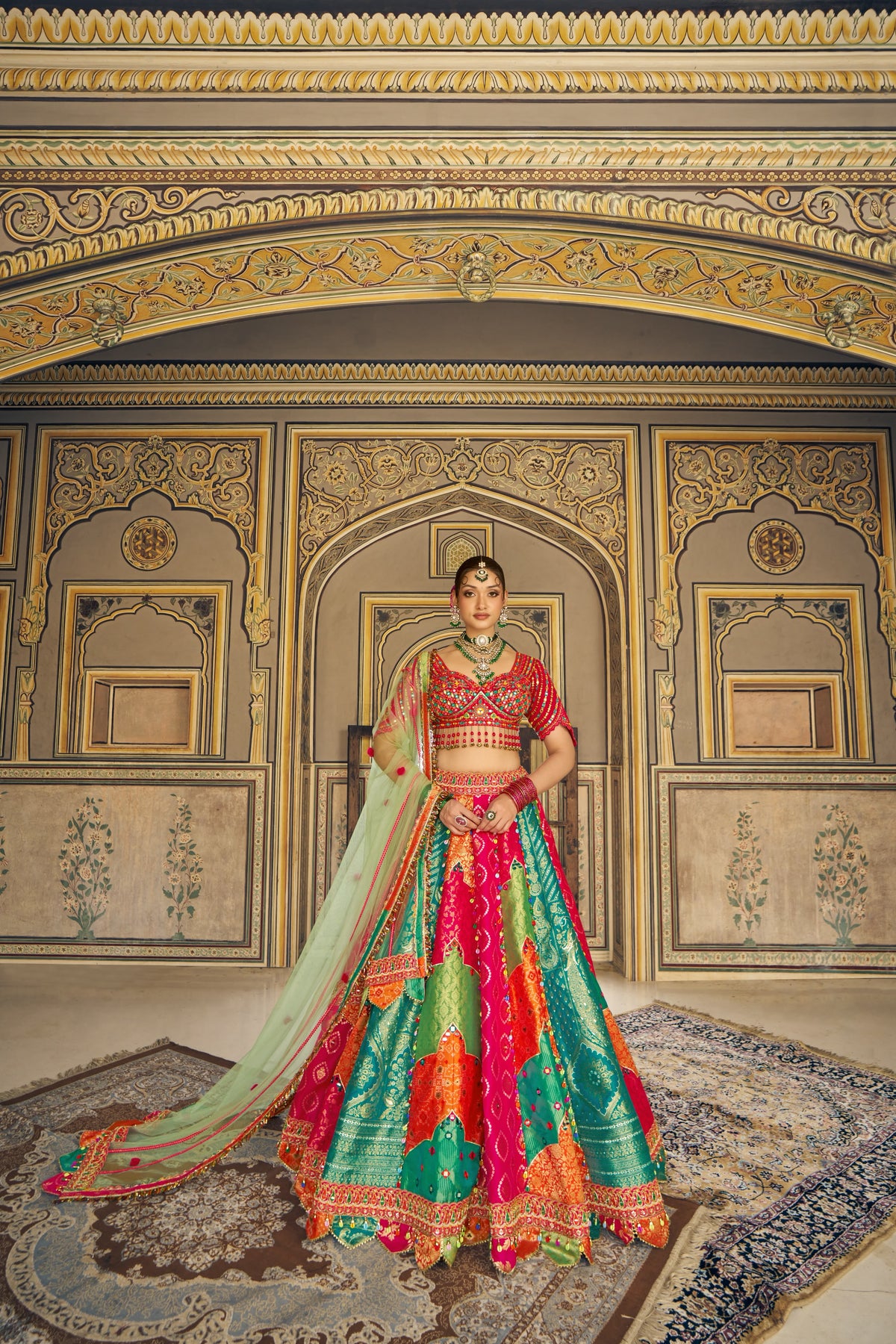 Multicolour Wedding Lehenga In Fresh Tone