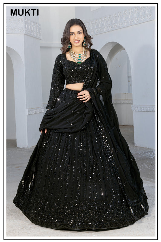 Mukta Black Sequin Lehenga Set