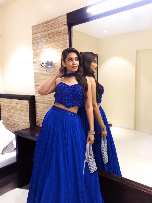 Rutwa Royal Blue Hand-Embroidered Lehenga Set