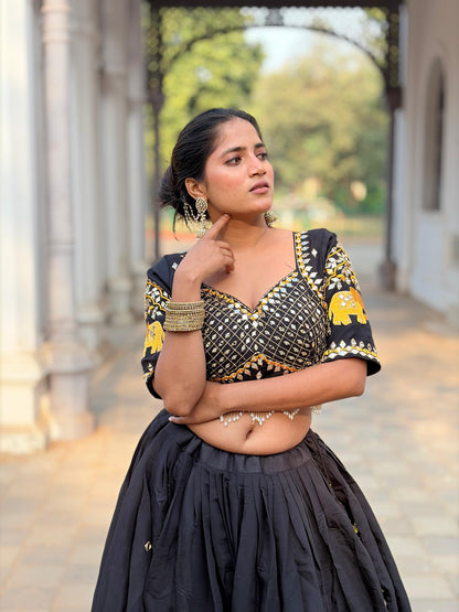 Royal Blue & Classic Black Garba Lehenga Choli