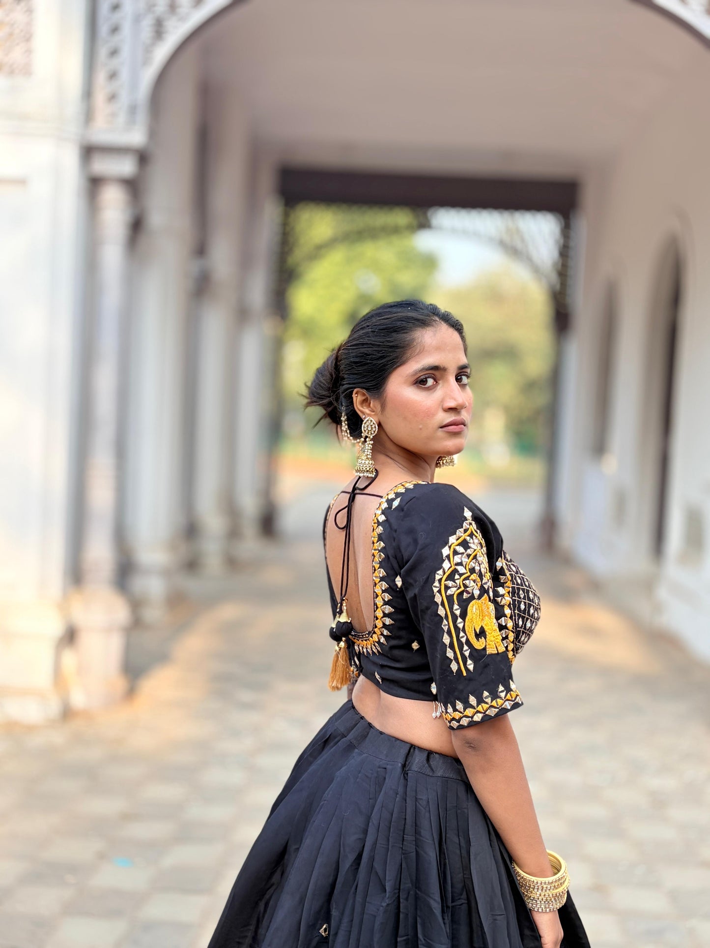 Royal Blue & Classic Black Garba Lehenga Choli