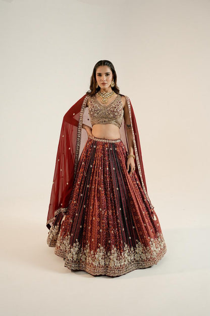 Pure Ajrakh Lehenga paired with a beautifully hand-worked blouse.
Luxury finishing