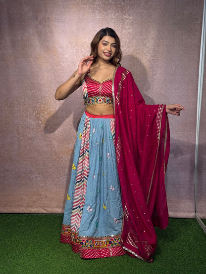Simple laheriya pure cotton chaniyacholi , fancy boluse chaniya choli