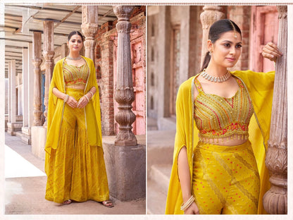 Mustard Glow Cape Sharara Set