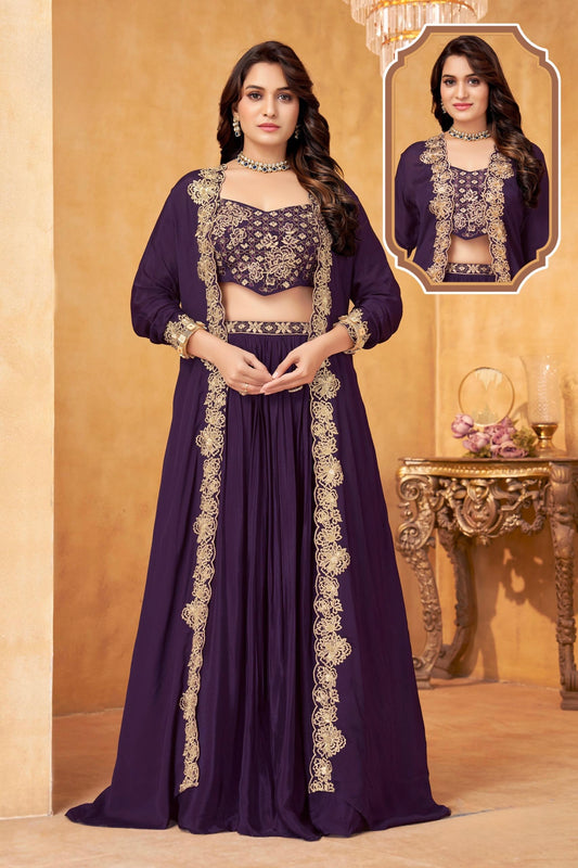 Zara Georgette Embroidered Indo-Western Lehenga Set