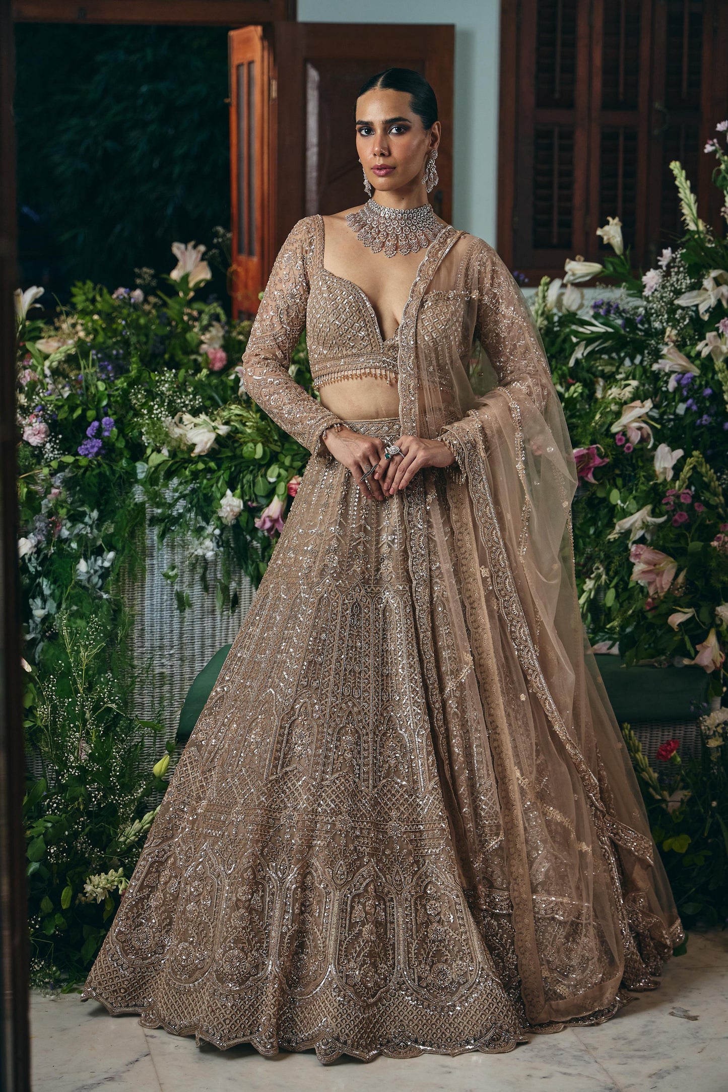 Champagne Gold Heavy Bridal Lehenga Set