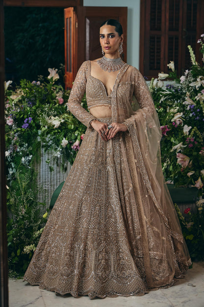 Champagne Gold Heavy Bridal Lehenga Set