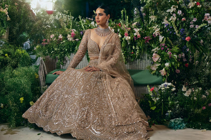 Champagne Gold Heavy Bridal Lehenga Set