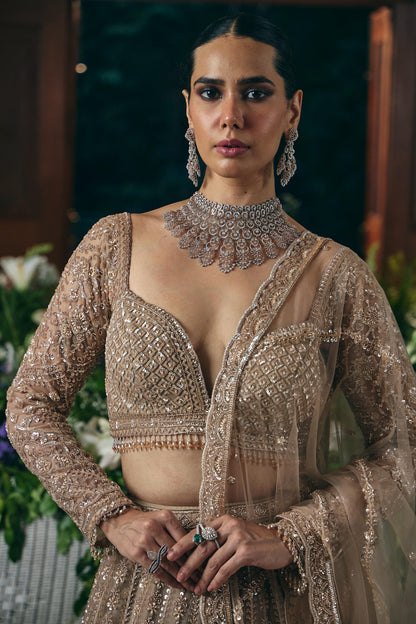 Champagne Gold Heavy Bridal Lehenga Set