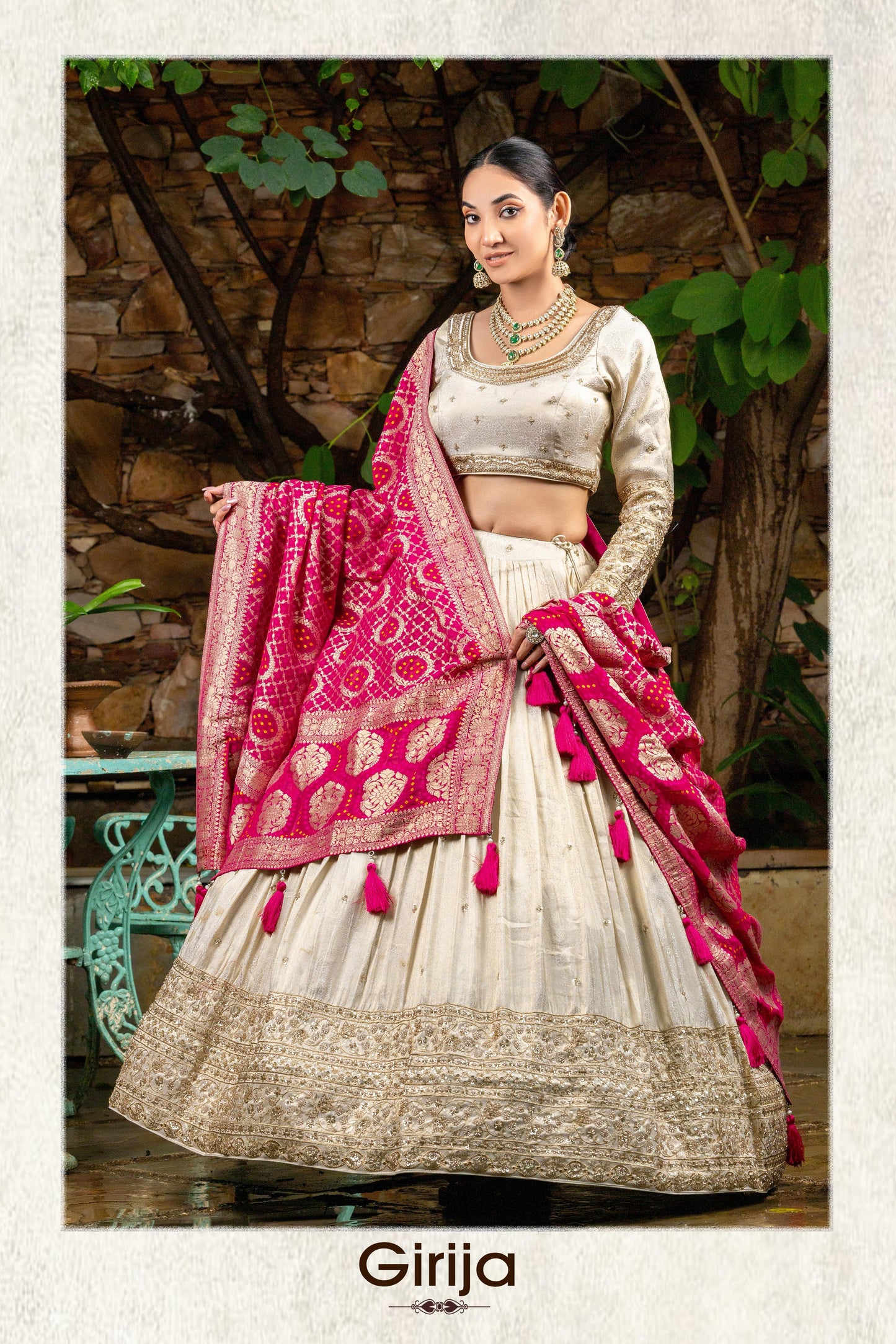 GIRJA – Ivory Tissue Lehenga Set
